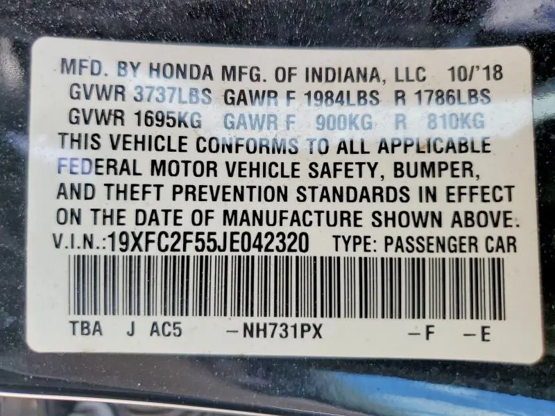 2018 HONDA CIVIC LX  