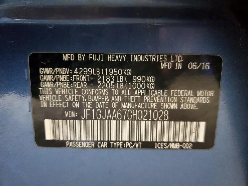 2016 SUBARU IMPREZA   