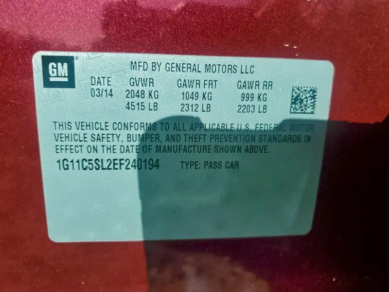 2014 CHEVROLET MALIBU 1LT  