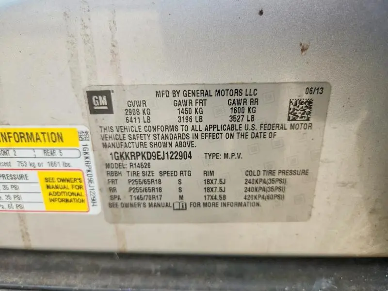 2014 GMC ACADIA SLE  