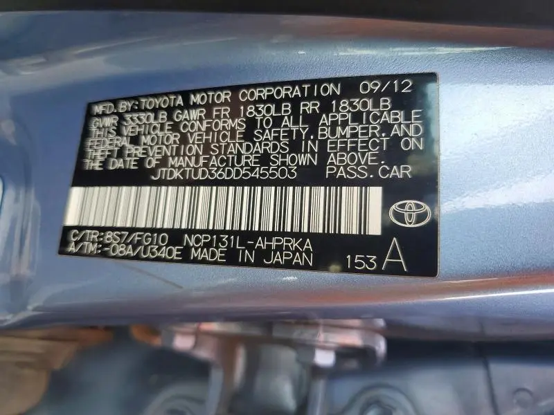 2013 TOYOTA YARIS 5-DOOR LE  