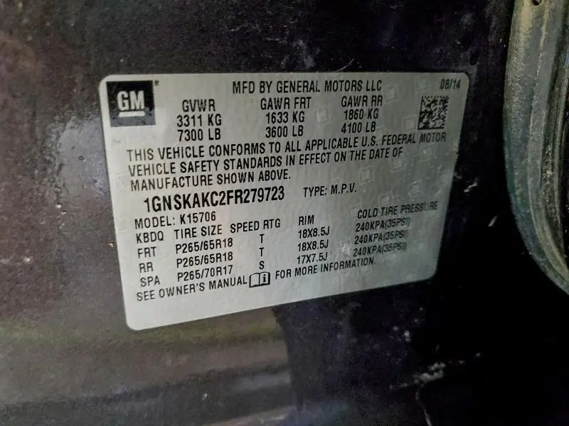 2015 CHEVROLET TAHOE K1500 LS  