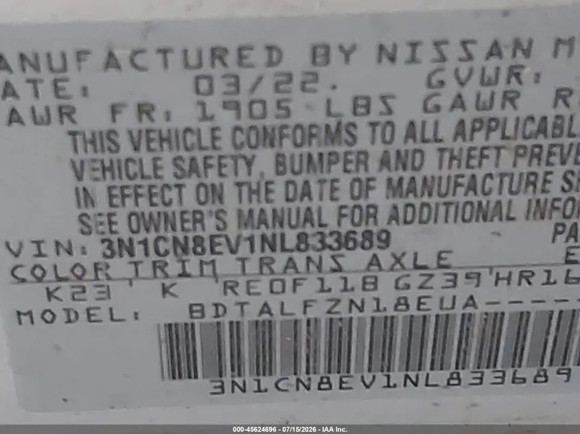 2022 NISSAN VERSA 1.6 SV XTRONIC CVT