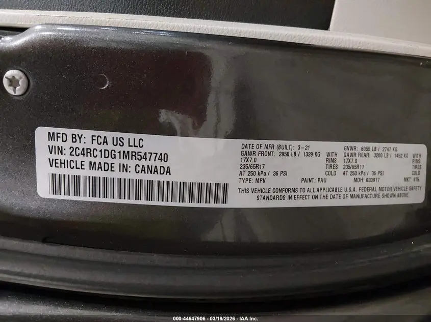 2021 CHRYSLER VOYAGER LXI