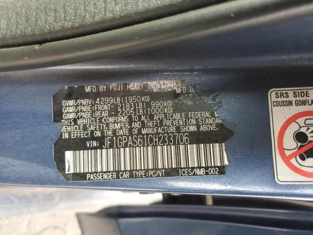 2012 SUBARU IMPREZA SPORT LIMITED  