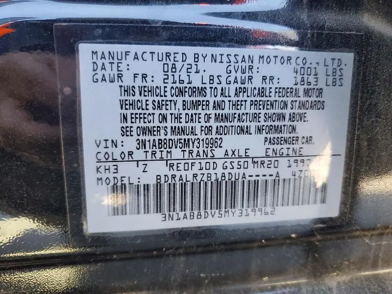 2021 NISSAN SENTRA SR  