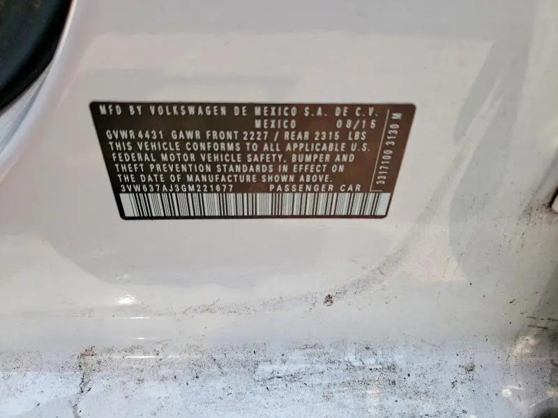 2016 VOLKSWAGEN JETTA HYBRID  