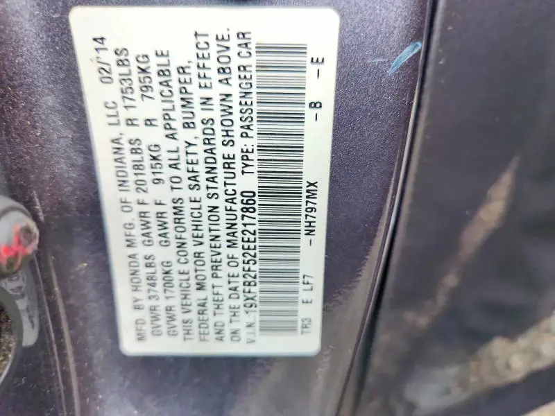 2014 HONDA CIVIC LX  
