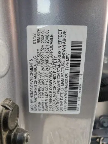 2022 HONDA PILOT TOURING  