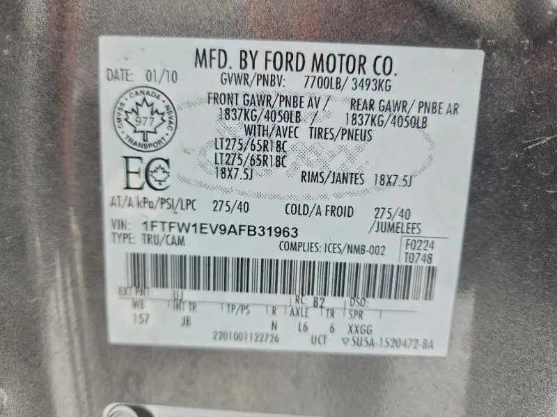 2010 FORD F150 SUPERCREW  