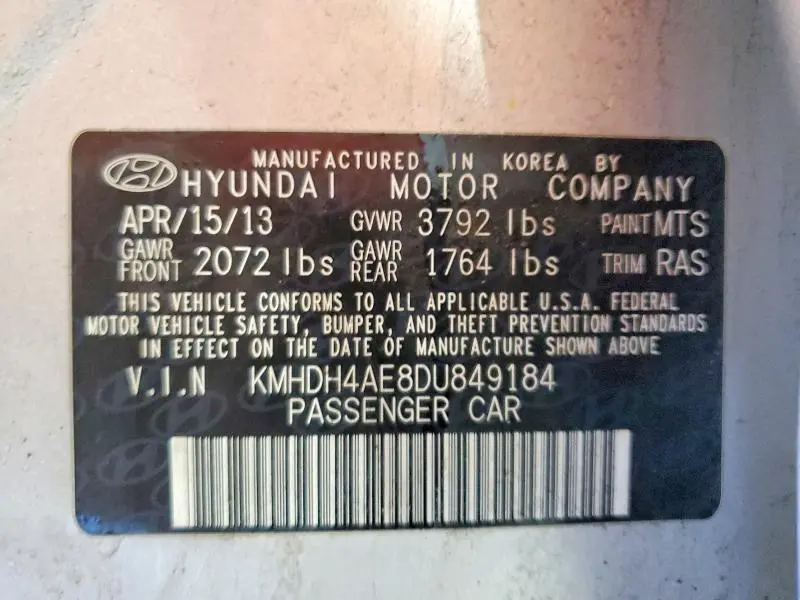 2013 HYUNDAI ELANTRA GLS  