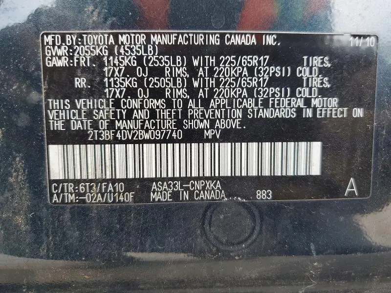 2011 TOYOTA RAV4 BASE  