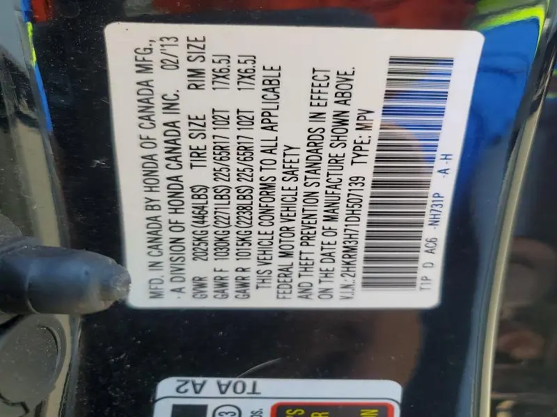 2013 HONDA CR-V EXL  