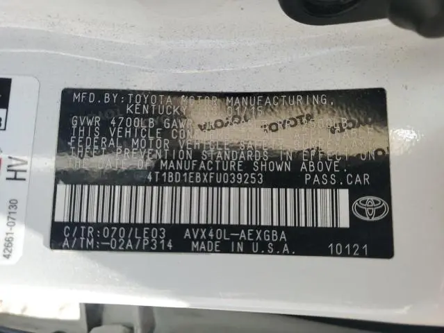 2015 TOYOTA AVALON HYBRID  