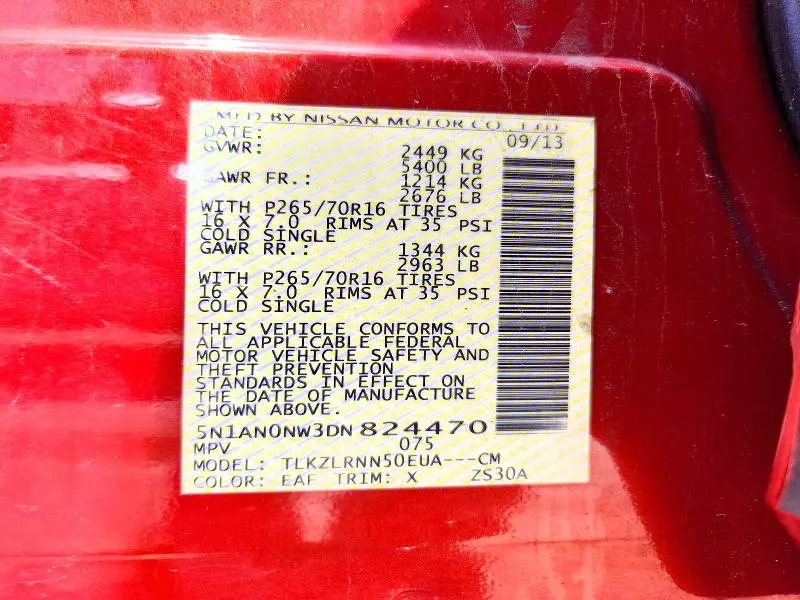 2013 NISSAN XTERRA X  