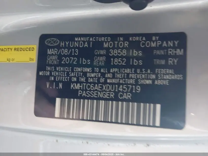 2013 HYUNDAI VELOSTER TURBO W/BLUE