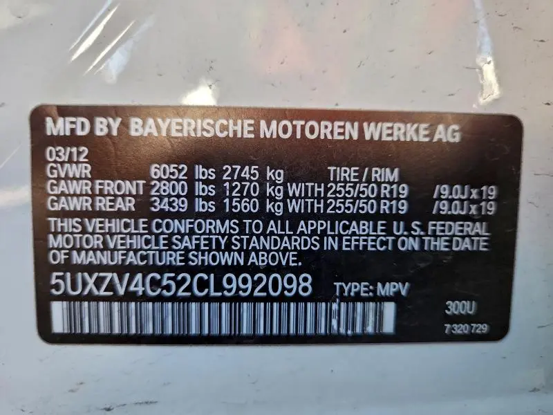 2012 BMW X5 XDRIVE35I  