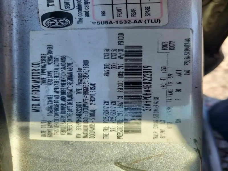2011 FORD FUSION SE  