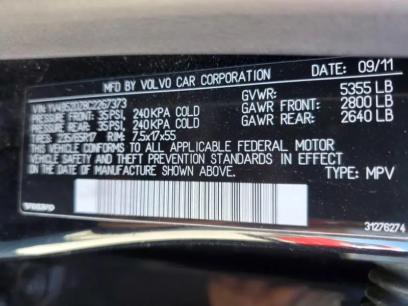 2012 VOLVO XC60 3.2  
