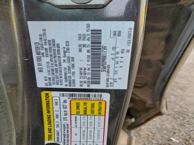 2019 FORD FUSION TITANIUM  