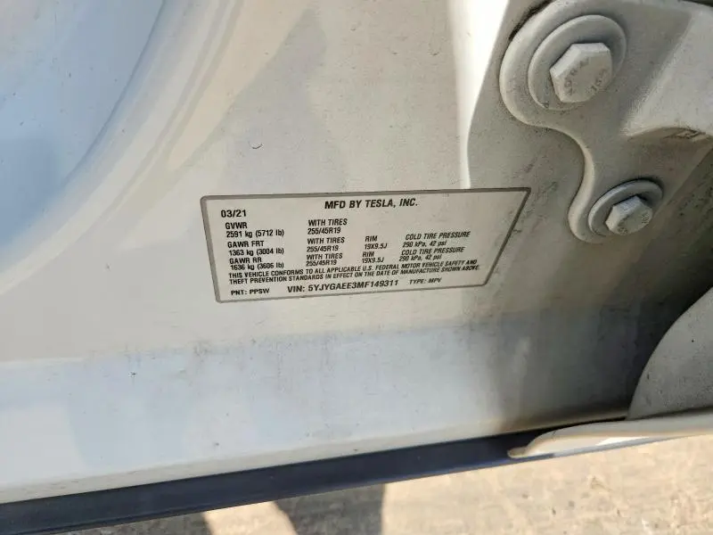 2021 TESLA MODEL Y   