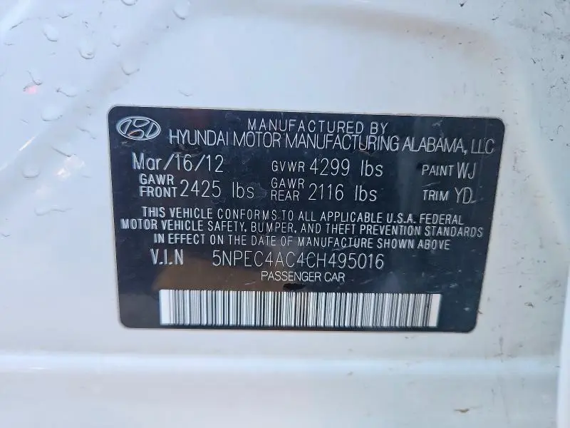 2012 HYUNDAI SONATA SE  