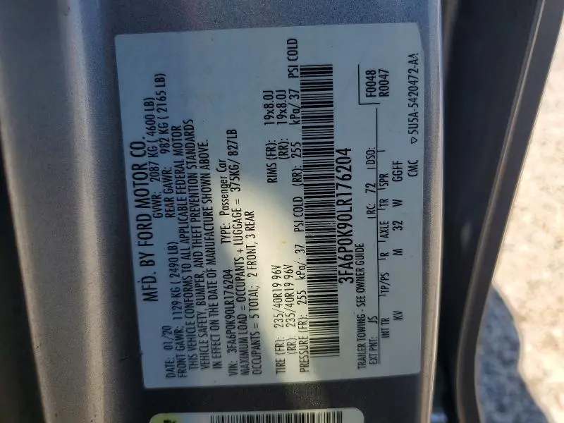 2020 FORD FUSION TITANIUM  