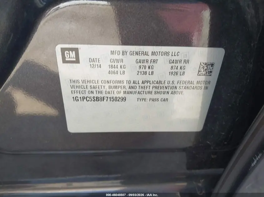 2015 CHEVROLET CRUZE 1LT AUTO