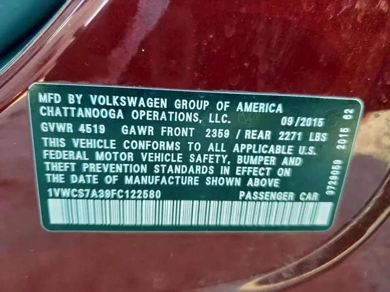 2015 VOLKSWAGEN PASSAT SEL  