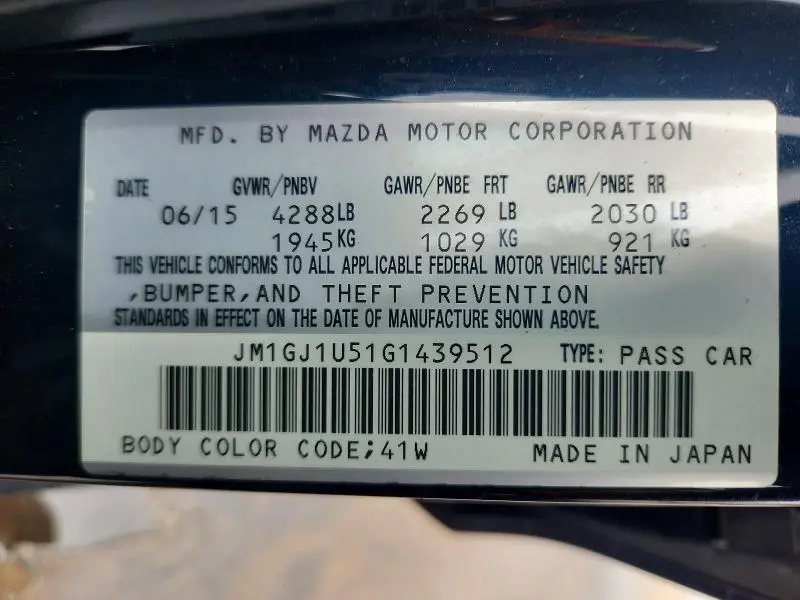 2016 MAZDA 6 SPORT  