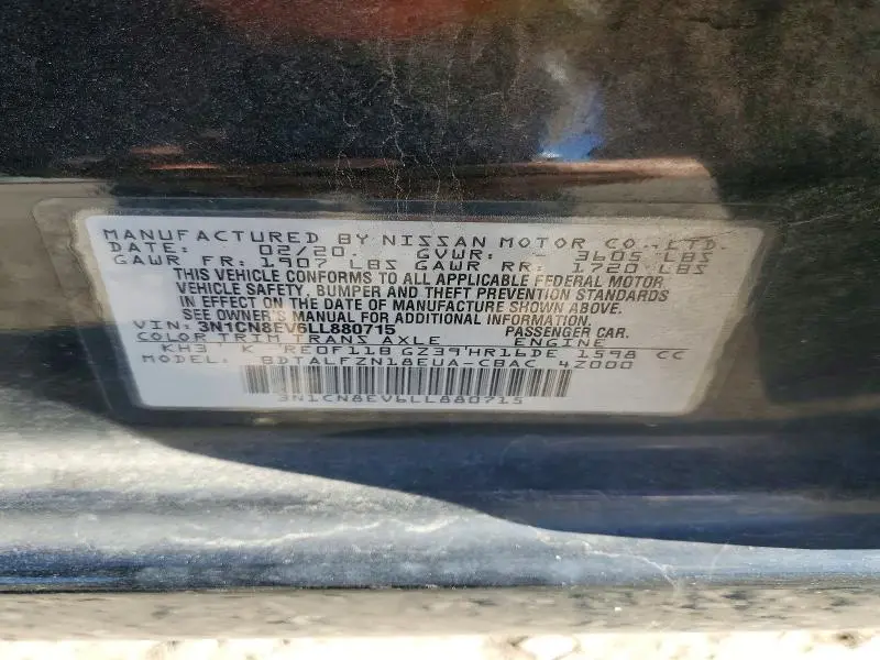 2020 NISSAN VERSA SV  