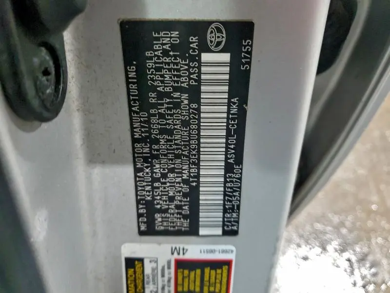 2011 TOYOTA CAMRY BASE  