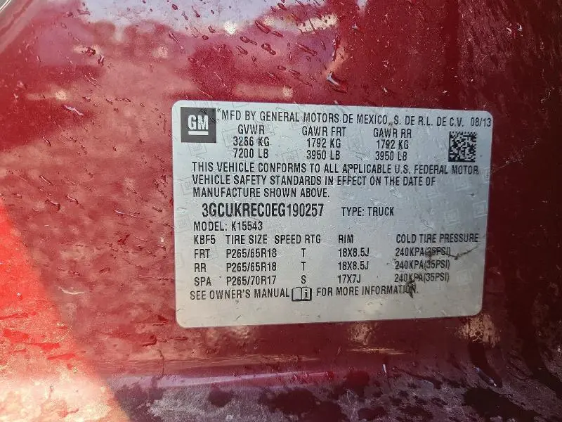 2014 CHEVROLET SILVERADO K1500 LT  