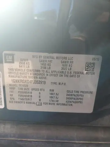 2015 CHEVROLET TRAVERSE LT  