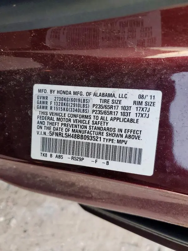 2011 HONDA ODYSSEY EX  