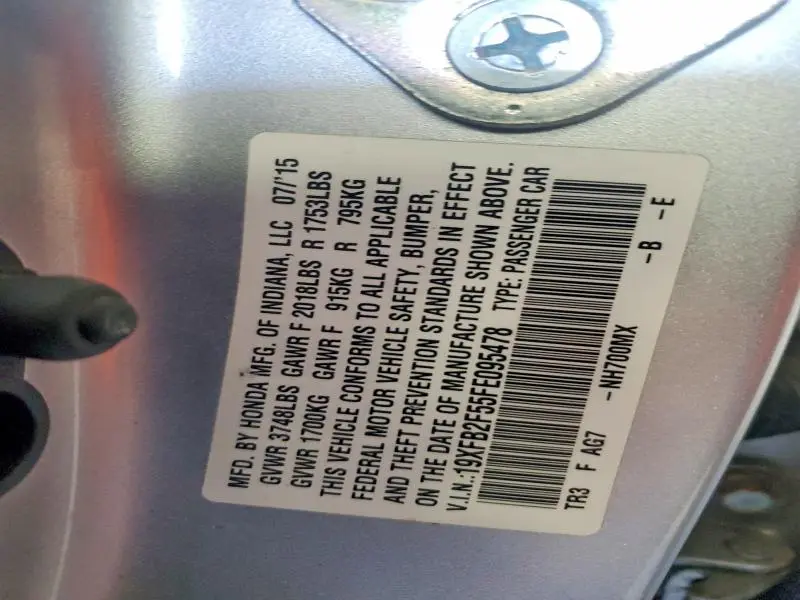 2015 HONDA CIVIC LX  
