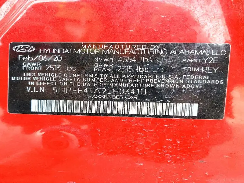 2020 HYUNDAI SONATA SEL  