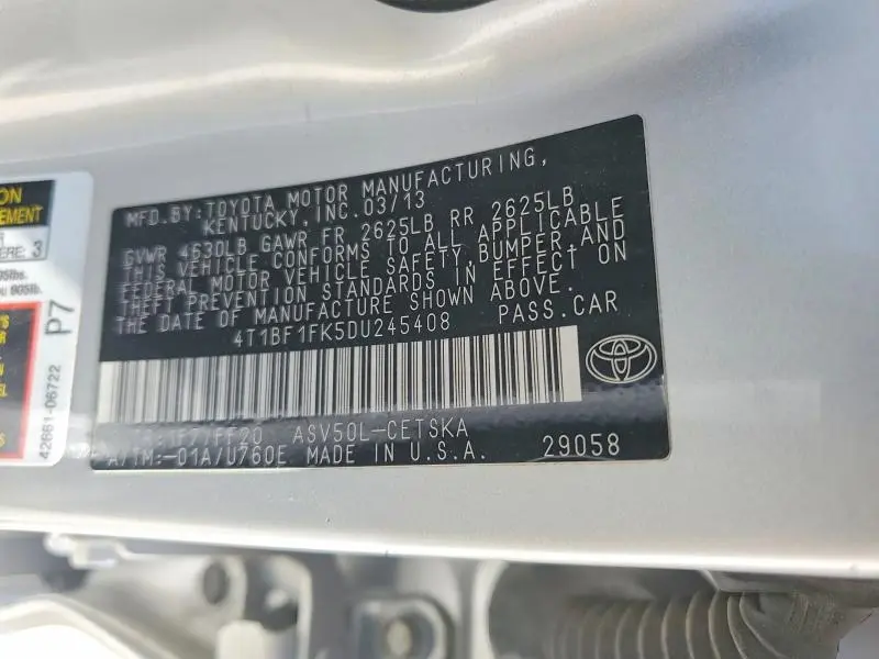 2013 TOYOTA CAMRY SE  