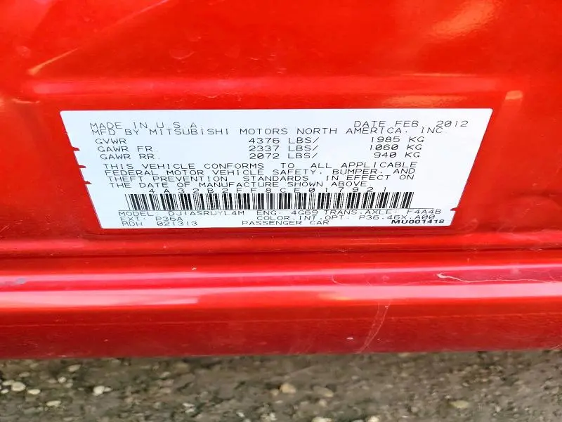 2012 MITSUBISHI GALANT FE  