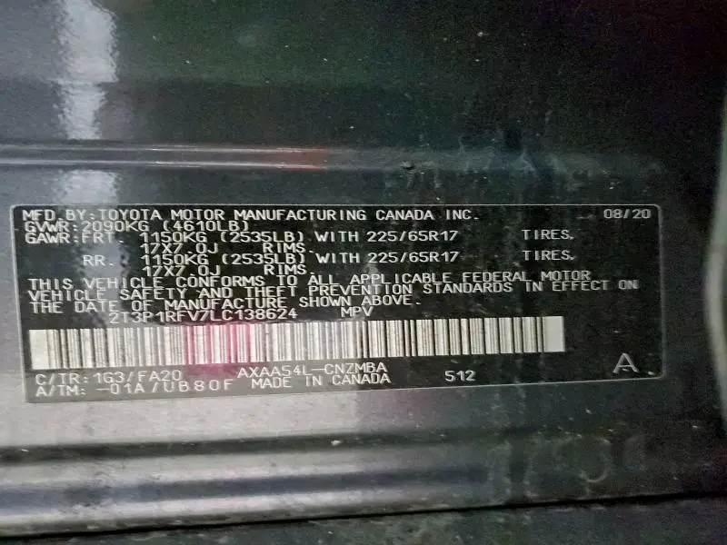 2020 TOYOTA RAV4 XLE  