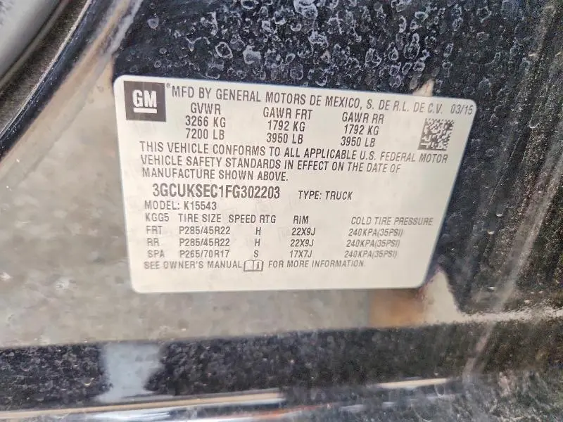 2015 CHEVROLET SILVERADO K1500 LTZ  