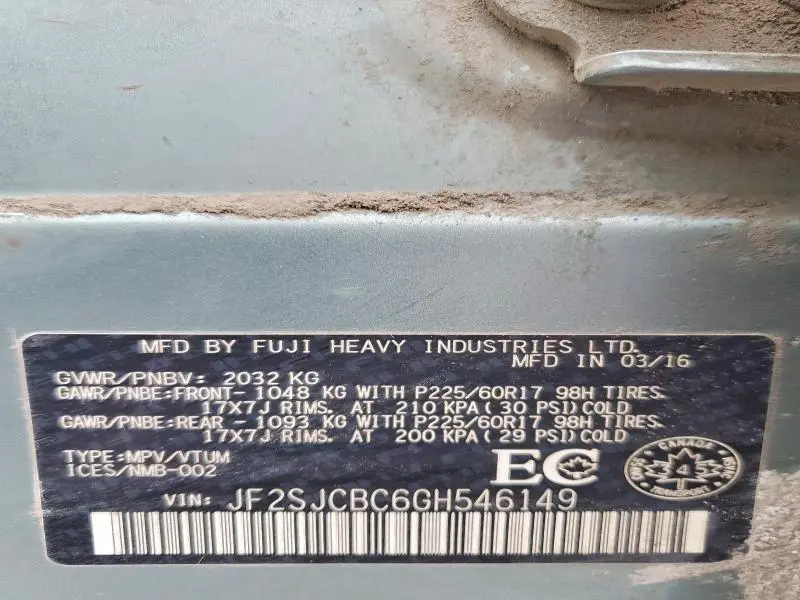 2016 SUBARU FORESTER 2.5I  