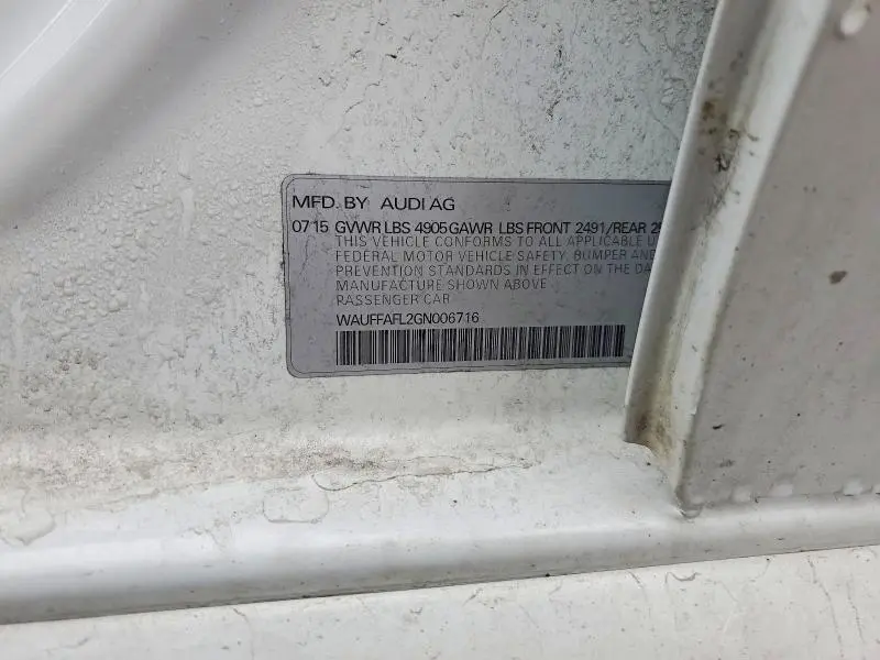 2016 AUDI A4 PREMIUM PLUS S-LINE  