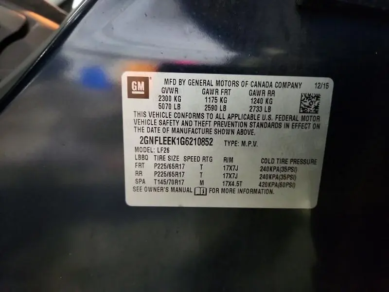 2016 CHEVROLET EQUINOX LS  