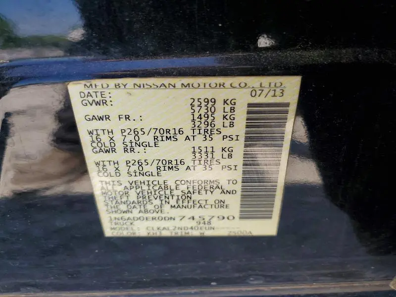 2013 NISSAN FRONTIER S  