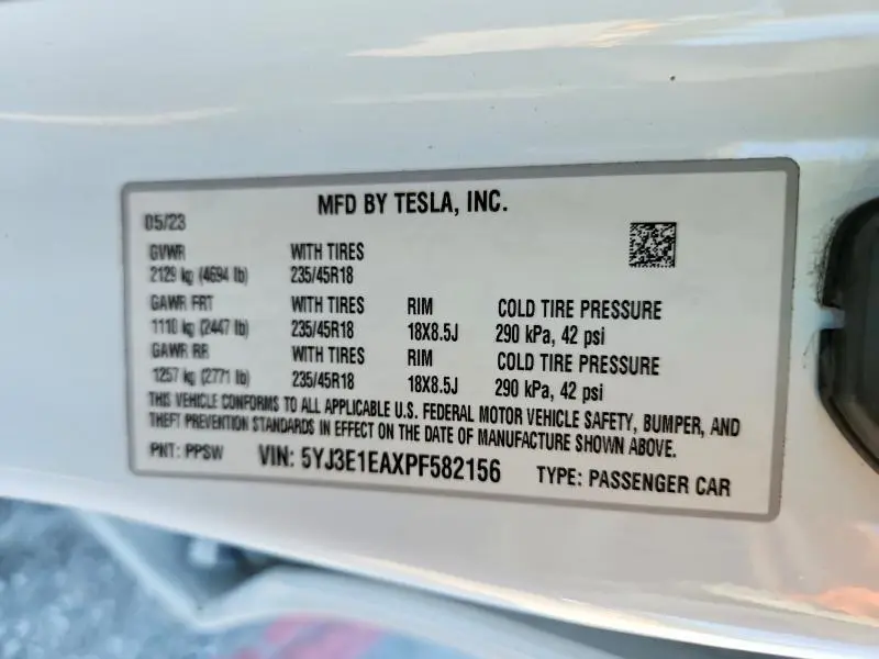 2023 TESLA MODEL 3   