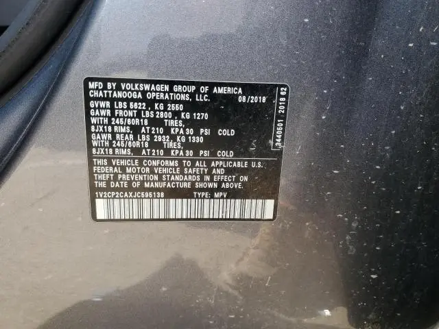2018 VOLKSWAGEN ATLAS SE  
