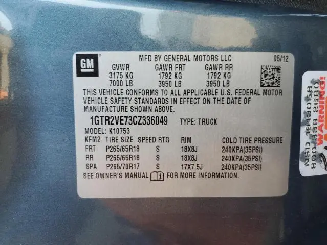 2012 GMC SIERRA K1500 SLE  