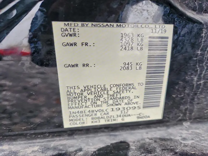 2020 NISSAN ALTIMA S  