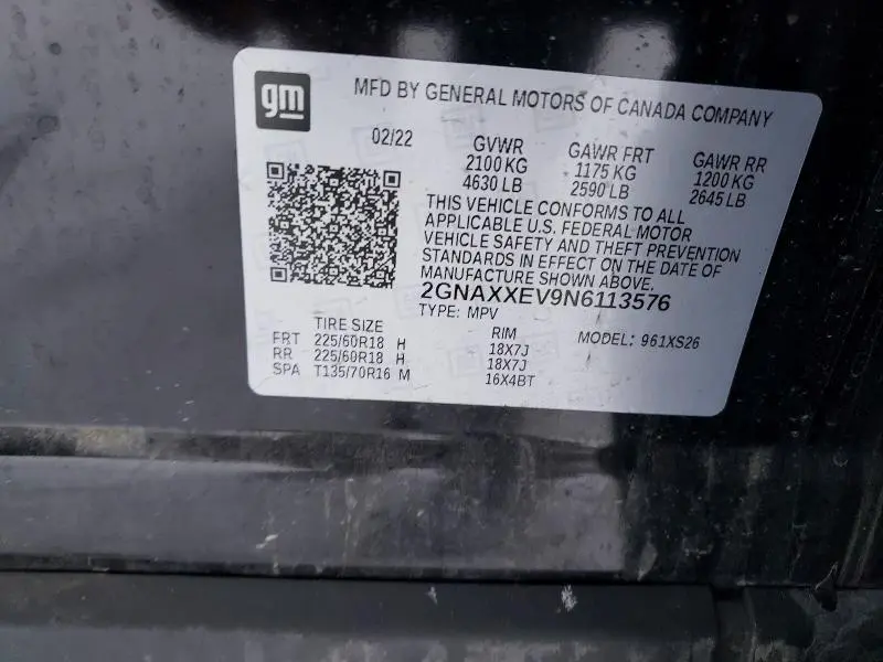 2022 CHEVROLET EQUINOX PREMIER  